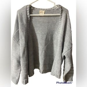 Harper Heritage Gray Ribbed Knit Cardigan (S)